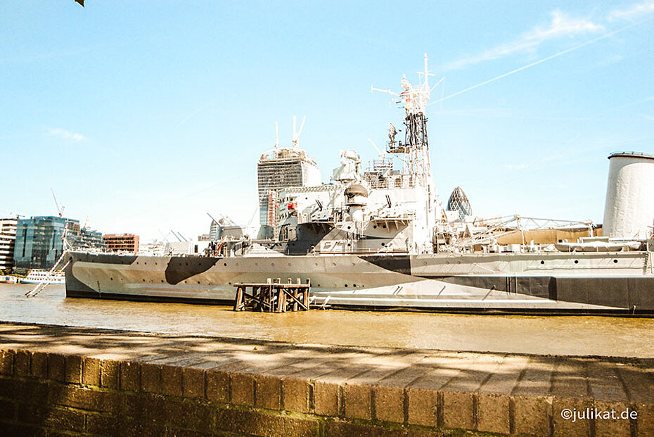 Anblick des Schiffes "HSM Belfast"